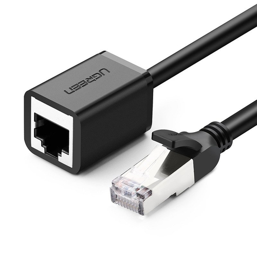UGREEN hálózati kábel RJ45 Ethernet hosszabbító fém dugóval,  kat. 6, FTP, 1m (fekete)