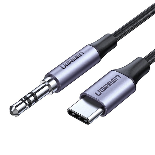 3,5 mm-es mini jack AUX kábel az USB-C UGREEN AV143-hoz, 1 m (szürke)