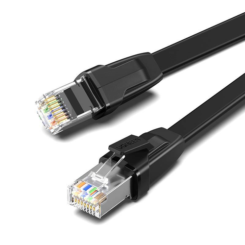 UGREEN NW134 lapos hálózati kábel fém csatlakozókkal, Ethernet RJ45, Cat.8, U / FTP, 3 m (fekete)