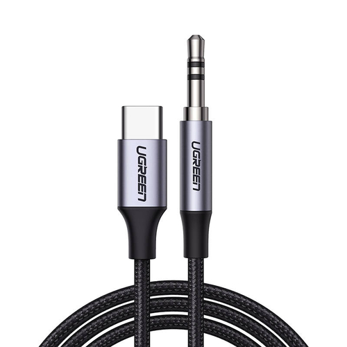 USB-C kábel UGREEN CM450 - 3.5 mm AUX mini jack, 1m (fekete)