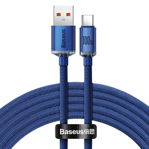 USB-kábel a USB-C Baseus Crystal Shine, 100W, 2m (kék)