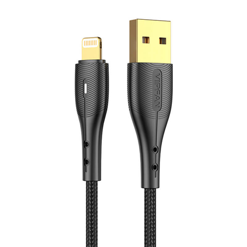 USB és Lightning kábel Vipfan Nano Gold X07, 3A, 1.2m (czarny)