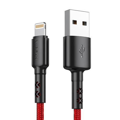 USB és Lightning kábel Vipfan X02, 3A, 1.2m (piros)
