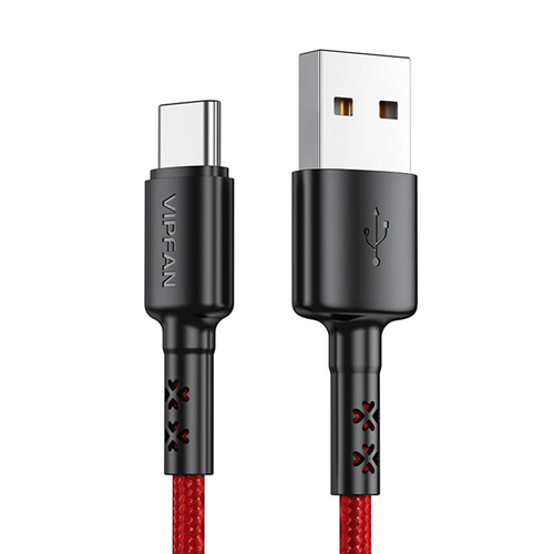 USB-USB-C kábel Vipfan X02, 3A, 1.2m (piros)