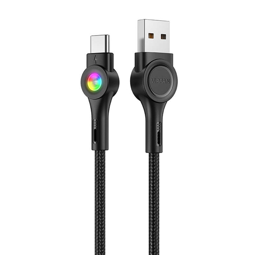 USB és USB-C kábel Vipfan Colorful X08, 3A, 1.2m (fekete)