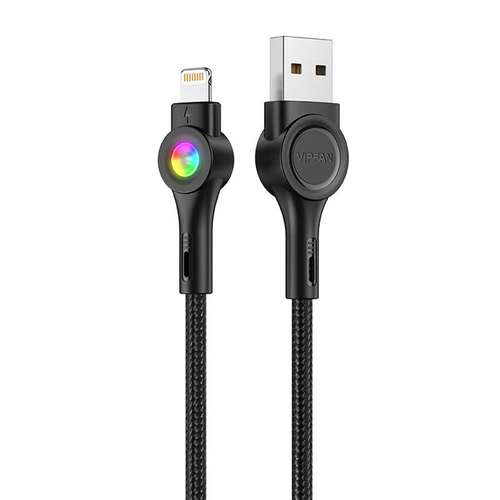 USB és Lightning kábel Vipfan Colorful X08, 3A, 1.2m (fekete)