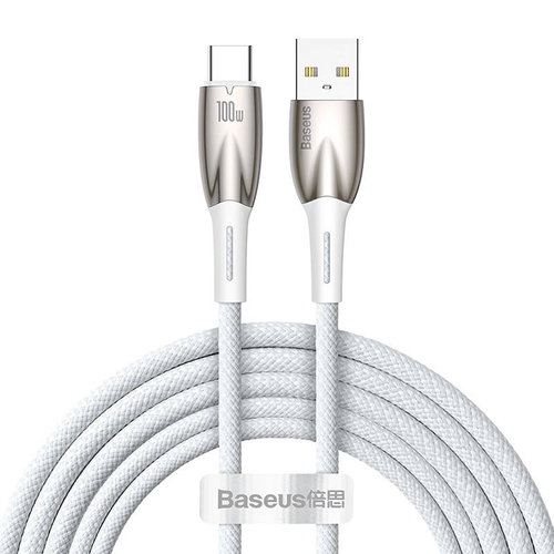 Baseus Glimmer USB - USB-C töltőkábel, 100W, 2m (fehér)
