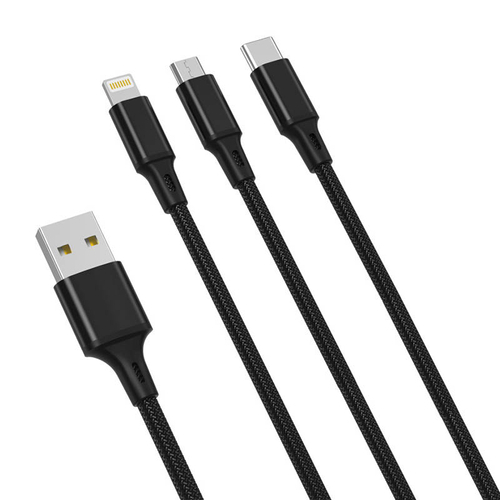 XO 3in1 Cable USB-C / Lightning / Micro 2.4A, 1,2m (Black)