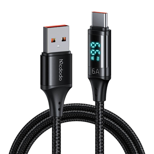 Cable USB to USB-C Mcdodo CA-1080 with display , 66W, 6A, 1.2m (black)
