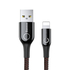Kép 1/7 - Baseus C alakú 2.4A USB Lightning kábel LED-del, 1m (fekete)