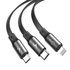 Kép 2/9 - Baseus Fabric 3 az 1-ben USB-C / Lightning / Micro USB kábel 3,5 A 1,2 m (szürke)