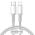 Kép 1/8 - USB-C kábel Lightning Baseushoz, nagy sűrűségű fonott, 20 W, 5 A, PD, 1 m (fehér)