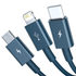 Kép 2/10 - Baseus Superior Series 3 az 1-ben USB-kábel, USB-Micro USB / USB-C / Lightning, 3,5 A, 1,2 m (kék)