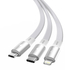 Kép 5/9 - Baseus Bright Mirror USB 3 az 1-ben kábel, mikro USB / Lightning / USB-C, lapos, 3,5 A, 1,2 m (fehér)