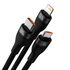 Kép 2/8 - Baseus Flash Series 3 az 1-ben USB-kábel, USB-C + micro USB + Lightning, 100W, 1.2m (fekete)