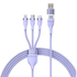 Kép 1/5 - Baseus Flash Series 2, 3 az 1-ben USB kábel, USB-C / micro USB / Lightning, 100W, 1.5m (lila)