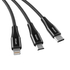 Kép 2/3 - Vipfan X16 3w1 USB-C/Lightning/Micro 3.5A 1.5m USB kábel (czarny)