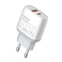 Kép 1/6 - Wall charger LDNIO A2424C, USB + USB-C, PD + QC 3.0, 20W (white)