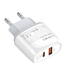 Kép 2/6 - Wall charger LDNIO A2424C, USB + USB-C, PD + QC 3.0, 20W (white)